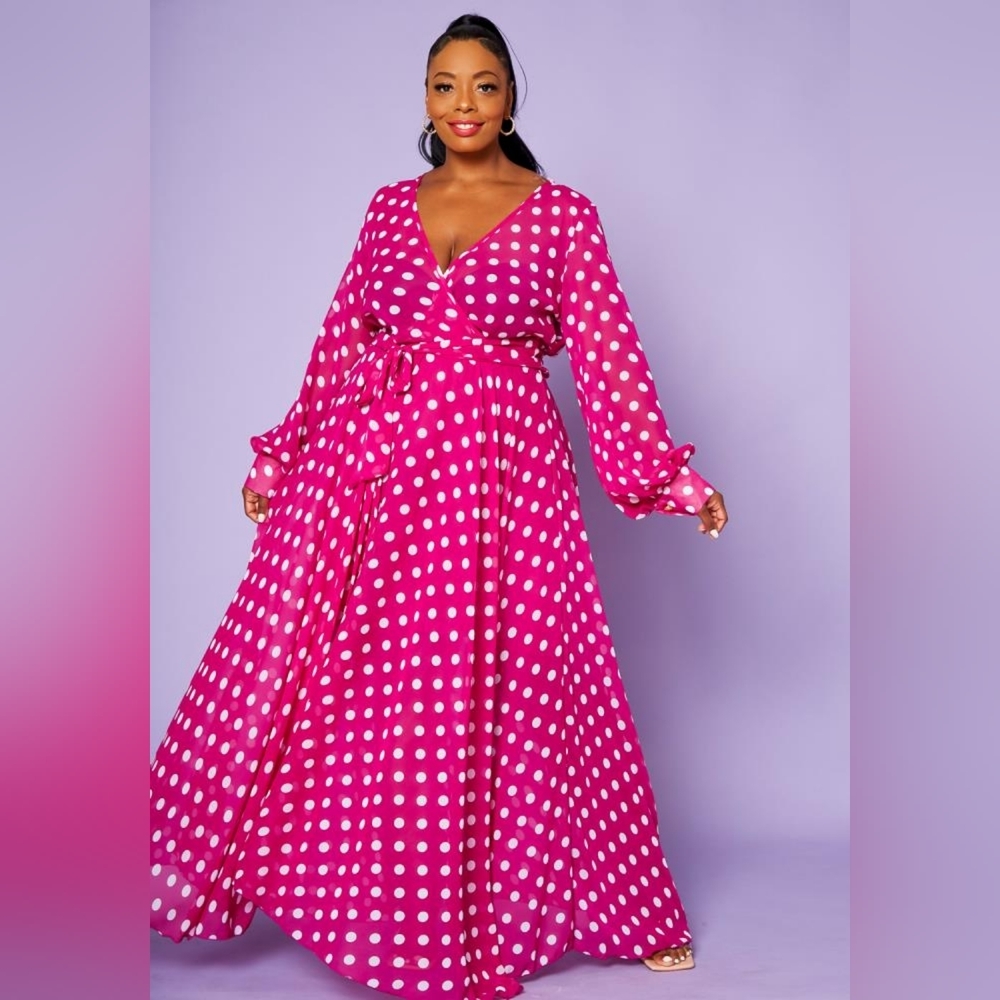 Flowy maxi fushia pink dress